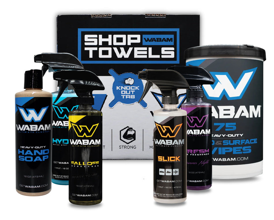 Group image of Wabam cleaning products stocked at Vast Racing Products